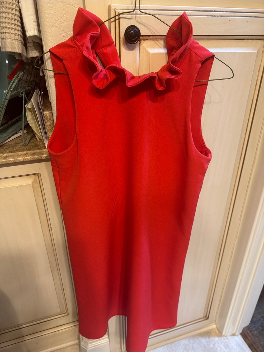 Tuckernuck Ruffle-Neck Sleeveless Dress in Red
